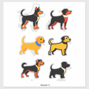 Pegatina Colección de cachorros de dibujos animados lindos