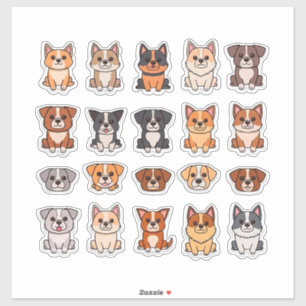 Pegatina Colección de cachorros de dibujos animados lindos