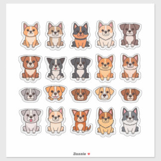 Pegatina Colección de cachorros de dibujos animados lindos