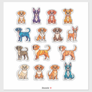 Pegatina Colección de cachorros de dibujos animados lindos