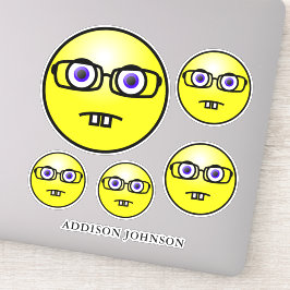 Pegatina Colección de caras amarillas de Emoji geek Nerd Añ
