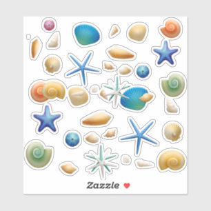 Pegatina Colección de conchas coloridas de la marca Scrapbo