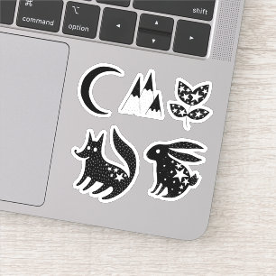 Pegatina Colección de conejos de lobo de estrellas y conste