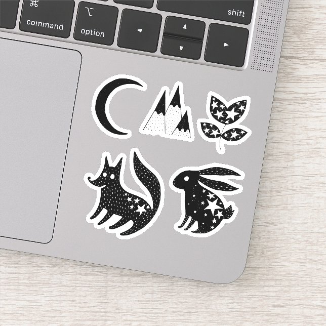 Pegatina Colección de conejos de lobo de estrellas y conste (Detalle)