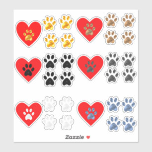 Pegatina Colección de Corazones y Patas