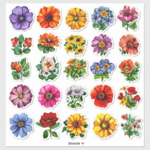 Pegatina Colección de Flores Coloridas