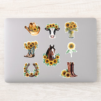 Pegatina Colección de girasoles de campo