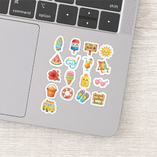 Pegatina Colección de Ilustraciones divertidos en la playa 