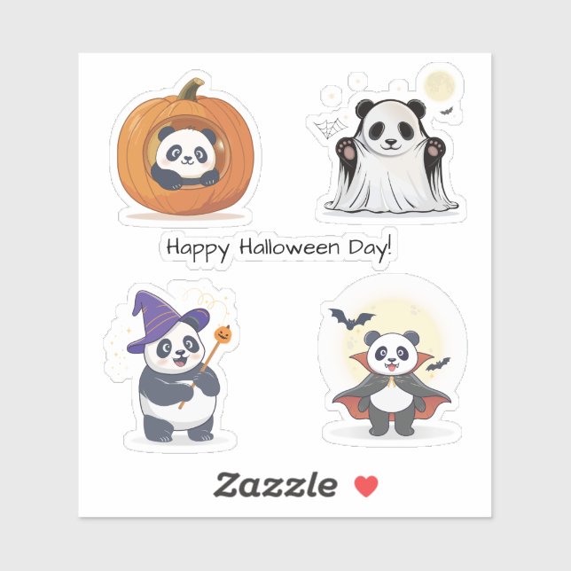 Pegatina Colección de Panda de Halloween (Hoja)