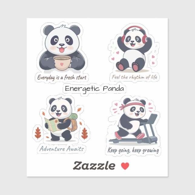 Pegatina Colección de Panda Energético (Hoja)