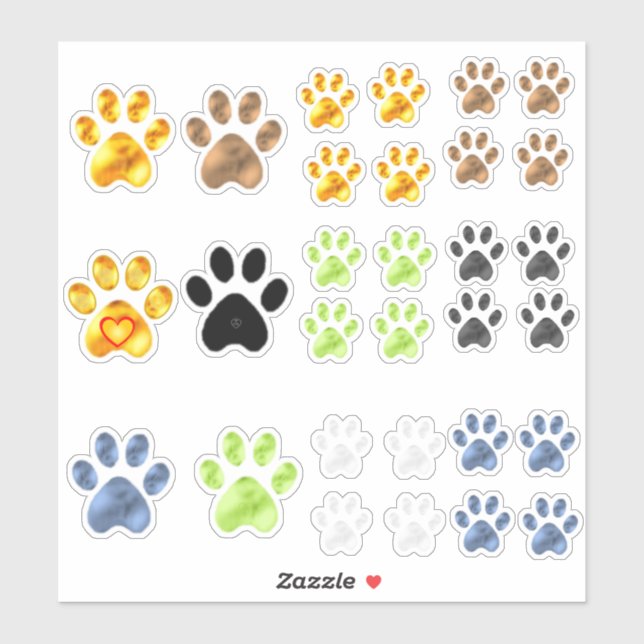 Pegatina Colección de patas de mascotas lindas (Hoja)