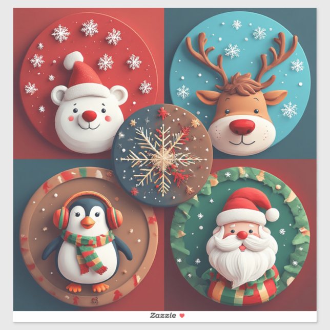 Pegatina Colección de Personajes Navideños Festivos (Hoja)