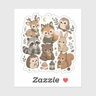 Pegatina Colección de Stickers de Amigos del Bosque Kawaii