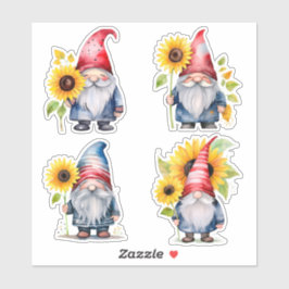 Pegatina Colección de Stickers de Gnome y Girasol