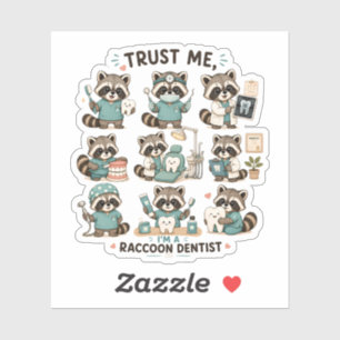 Pegatina Colección de Stickers de Mapache Dentista Adorable