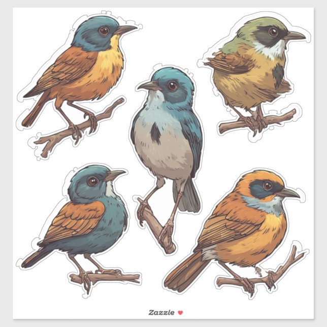 Pegatina Colección de Stickers de Pájaro Cantores de Primav (Hoja)