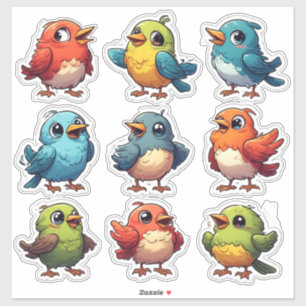 Pegatina Colección de Stickers de Personaje de Pájaro Color