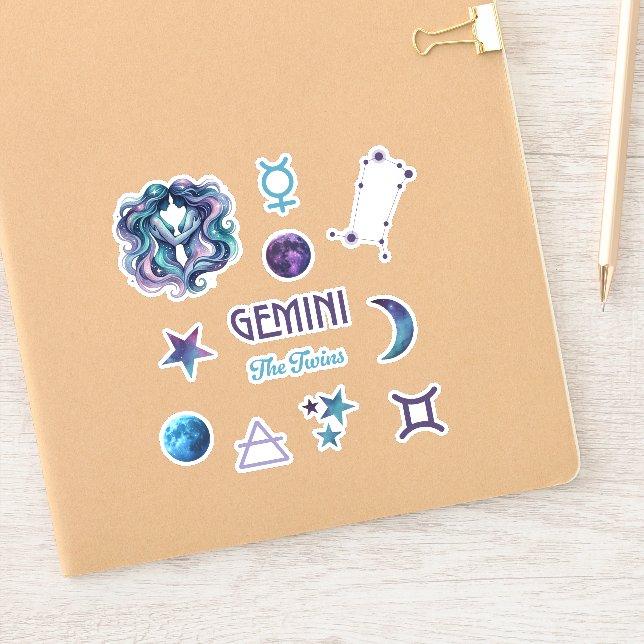 Pegatina Colección de Stickers de Zodiaco Géminis (Cuaderno)