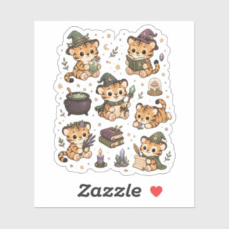 Pegatina Colección de Stickers del Tigre Mágico Kawaii