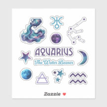 Colección de Stickers del Zodíaco de Acuario