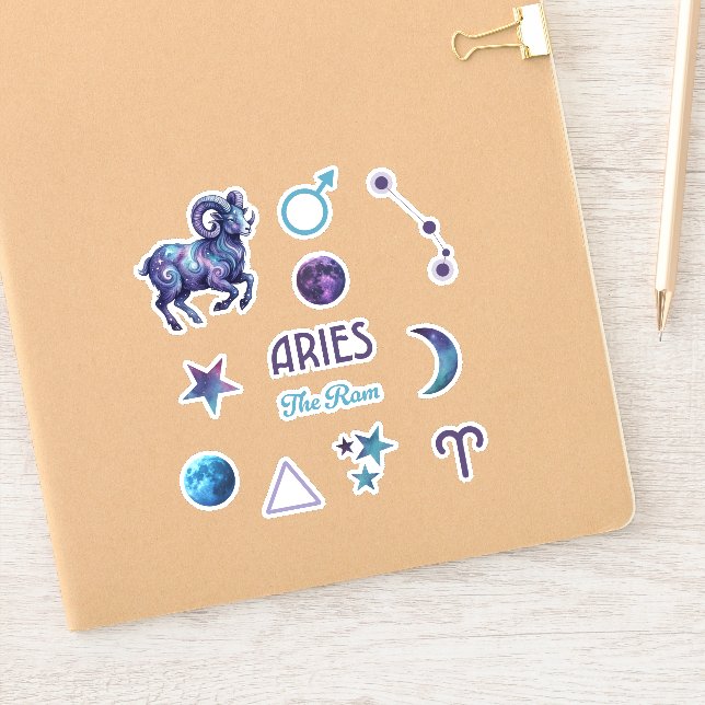Pegatina Colección de Stickers del Zodiaco de Aries (Cuaderno)