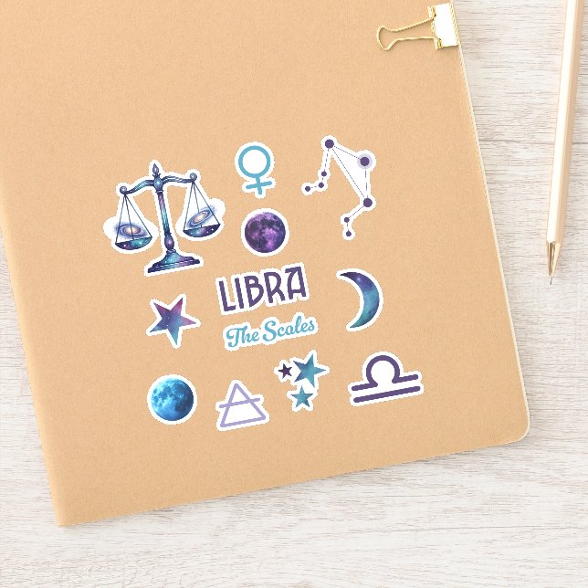 Pegatina Colección de Stickers del Zodiaco de Libra (Cuaderno)