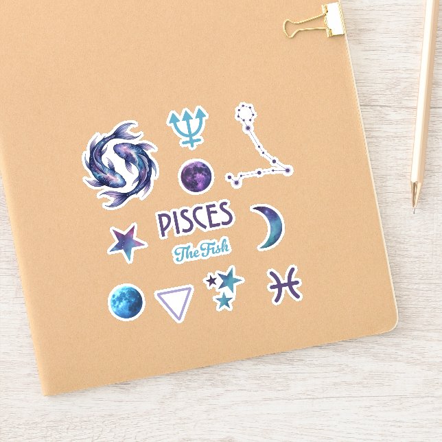 Pegatina Colección de Stickers del Zodíaco de Piscis (Cuaderno)