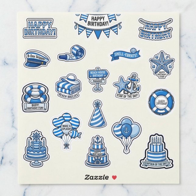Pegatina Colección de Stickers Maritime Birthday Bash (The ultimate stickers for your b-day skipper.)