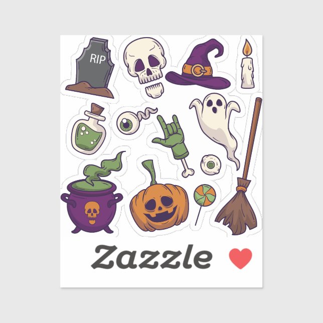 Pegatina Colecciones de Personajes de Fiesta de Halloween,  (Hoja)