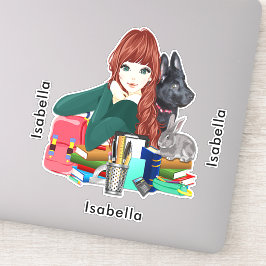 Pegatina Colegio de estudio Buddies Furry Friends Add Name,