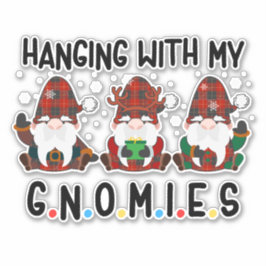 Pegatina Colgando con mis Gnomies divertido Gnome de Navida