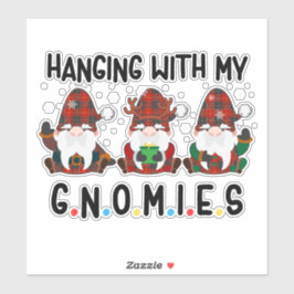 Pegatina Colgando con mis Gnomies divertido Gnome de Navida