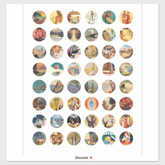 Pegatina Collage artístico de posters de vacaciones de Viaj (Hoja)