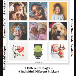 Pegatina Collage de 9 fotos/imágenes personalizadas individ