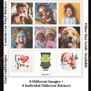 Pegatina Collage de 9 fotos/imágenes personalizadas individ