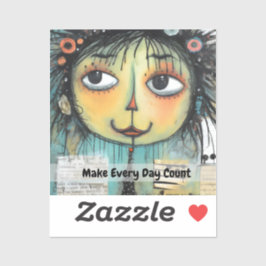 Pegatina Collage de arte lady 1