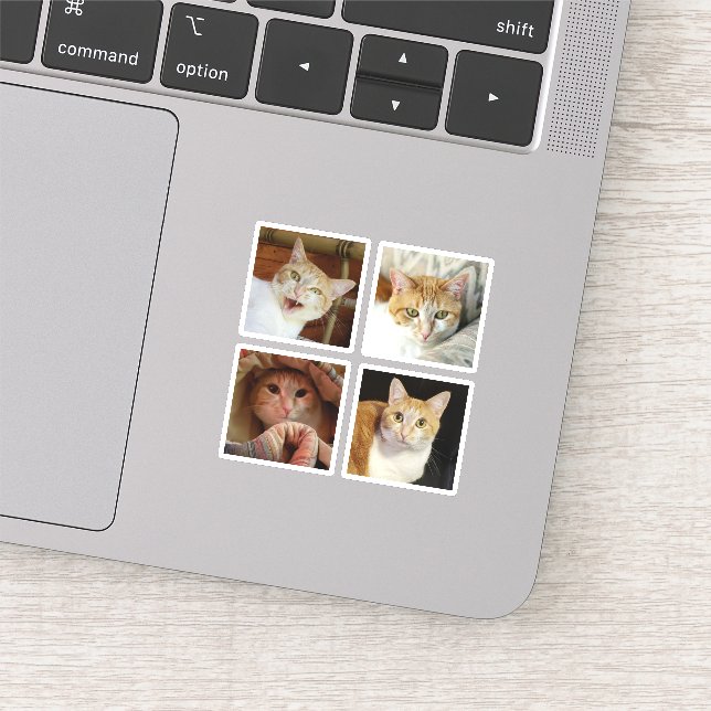 Pegatina Collage de fotos personalizado 4 Vinyl cuadrado si (Detalle)