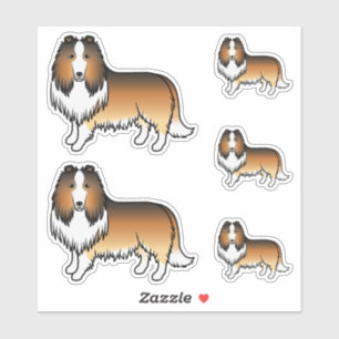 Pegatina Collie Áspero Sable Perros De Dibujos Animados Lin