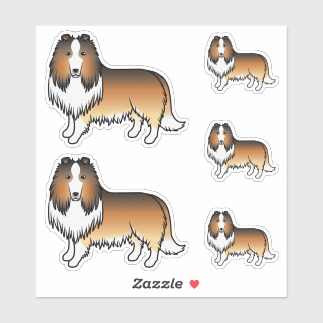 Pegatina Collie Áspero Sable Perros De Dibujos Animados Lin (Hoja)