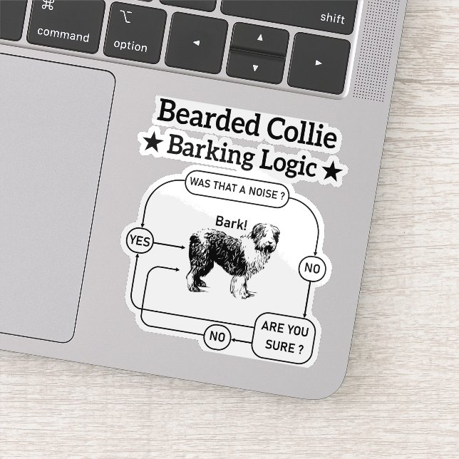 Pegatina Collie Barking Logic Divertido Perro Sarcástico (Detalle)