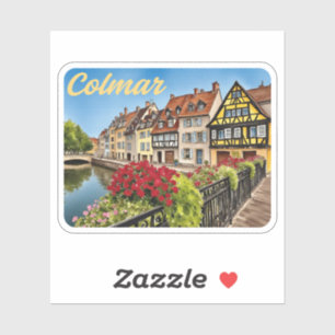 Pegatina Colmar Francia Acuarela