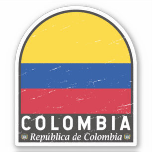Pegatina Colombia Bandera Emblema de la vendimia con proble
