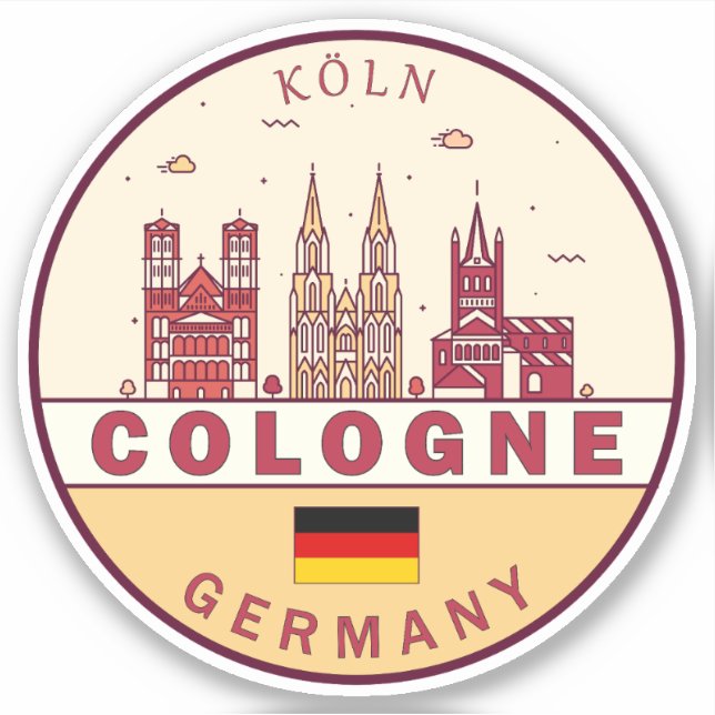Pegatina Colonia Alemania City Skyline Emblem (Anverso)