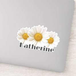 Pegatina Color floral de nombre personalizado de color blan