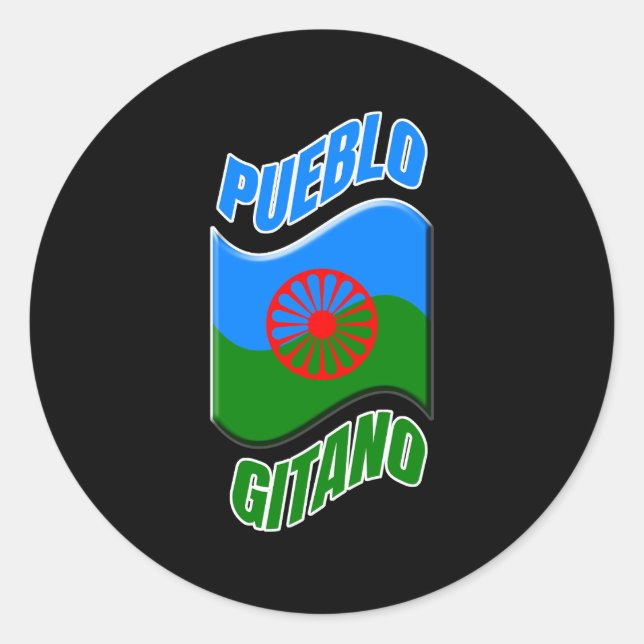 Pegatina color negro con bandera pueblo gitano.  (Anverso)