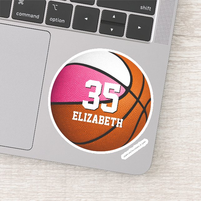 Pegatina Colores de equipo blanco rosado chicas baloncesto  (Detalle)
