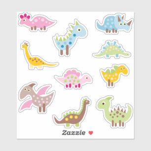 Pegatina Colores de pastel de dinosaurio lindo   Adorable P