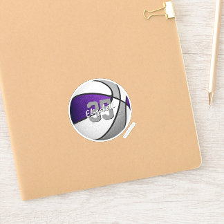 Pegatina colores del equipo de baloncesto gris morado regal