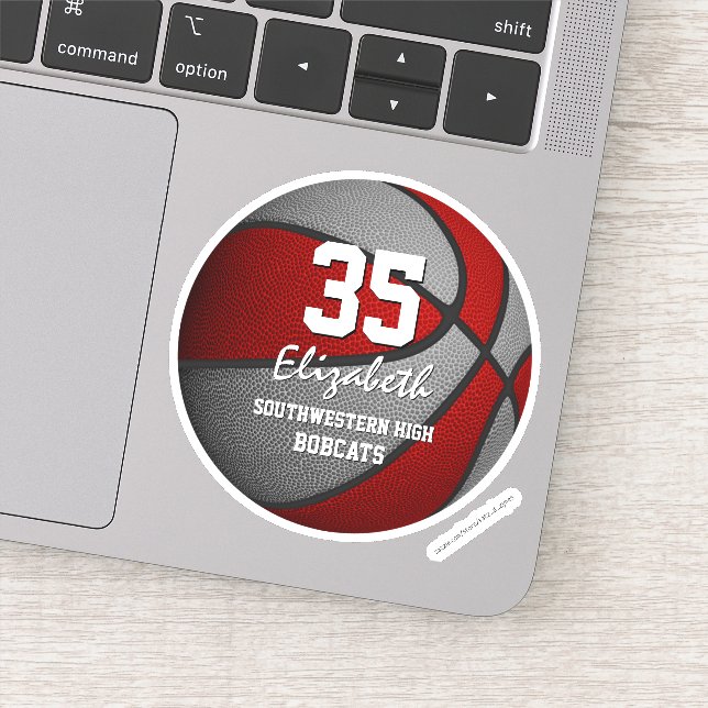 Pegatina Colores del equipo de baloncesto infantil gris roj (Detalle)