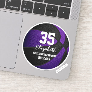 Pegatina Colores del equipo de baloncesto negro morado chic
